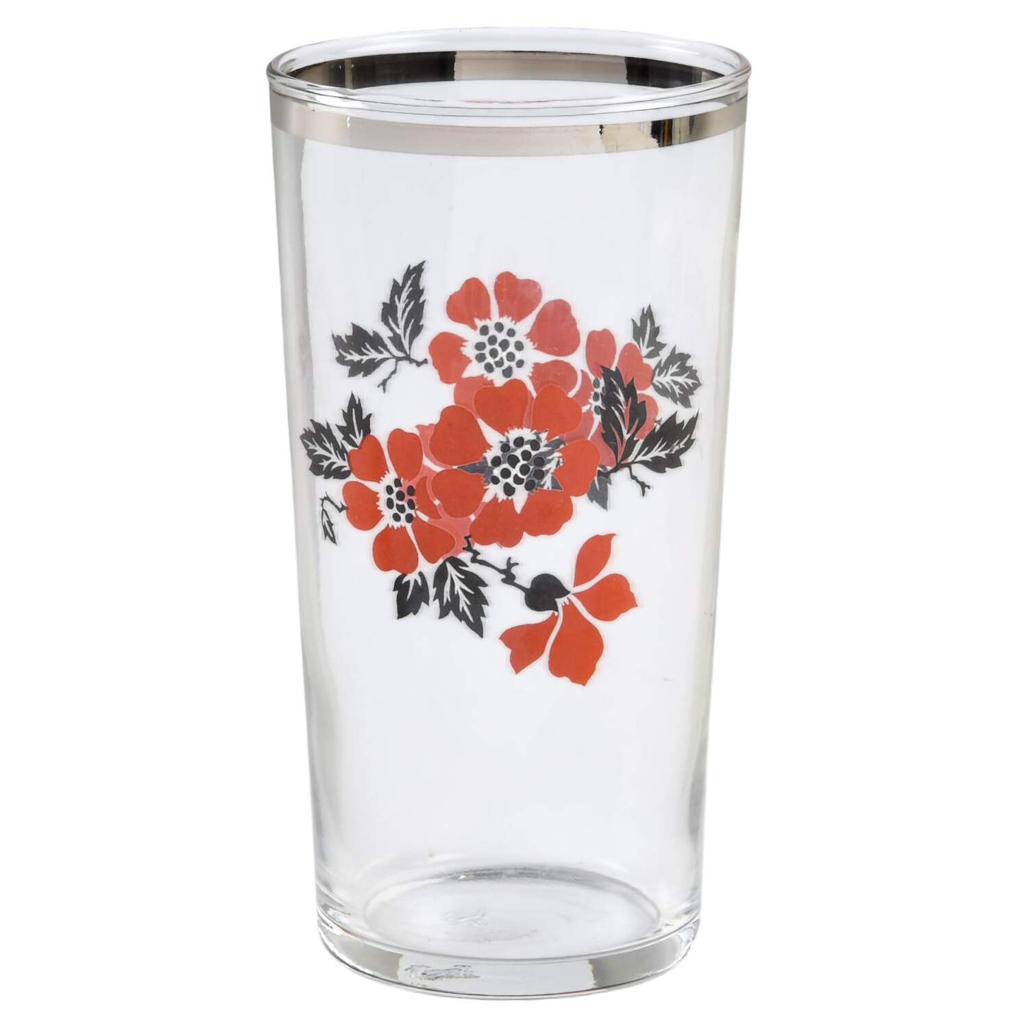 Red Poppy (Platinum Ring) Glassware Tall Tumbler by Hall-1