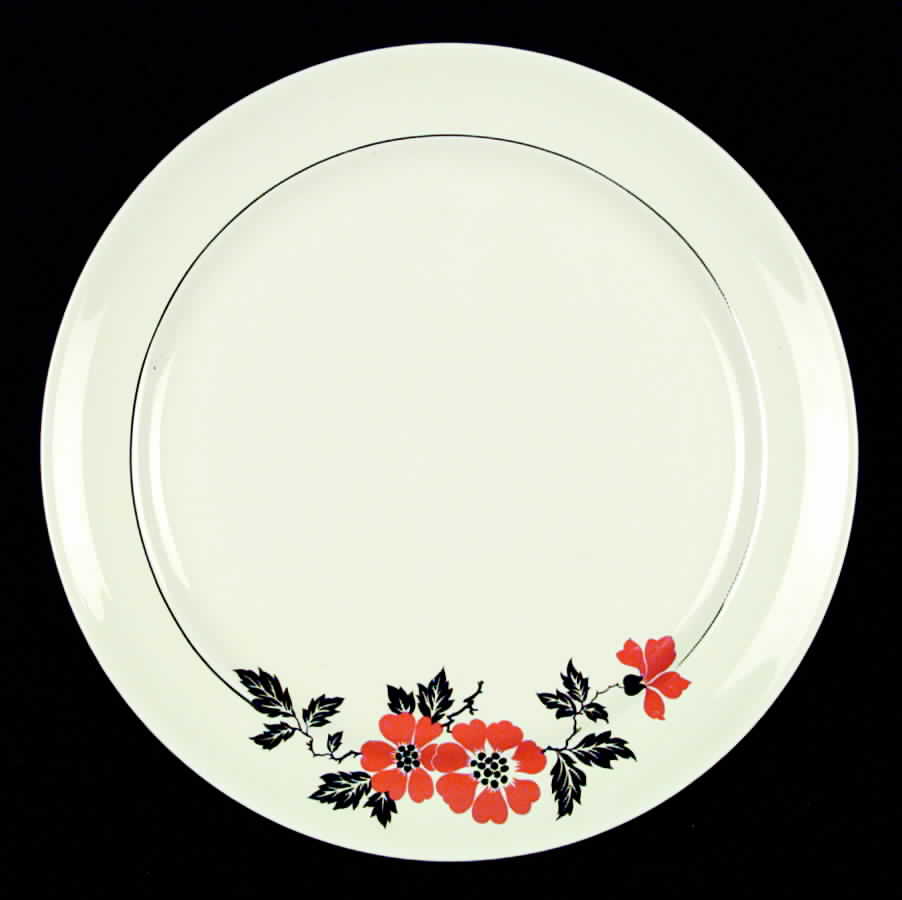 Red Poppy (Platinum Ring) Breakfast Plate by Hall-1