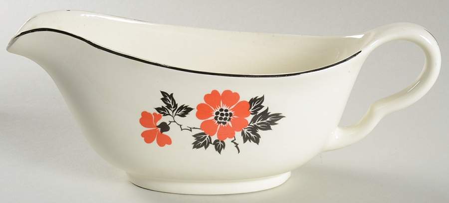 Red Poppy (Platinum Ring) Gravy Boat by Hall-1