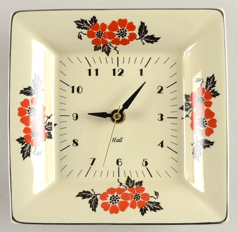 Red Poppy (Platinum Ring) Hanging Wall Clock by Hall-1