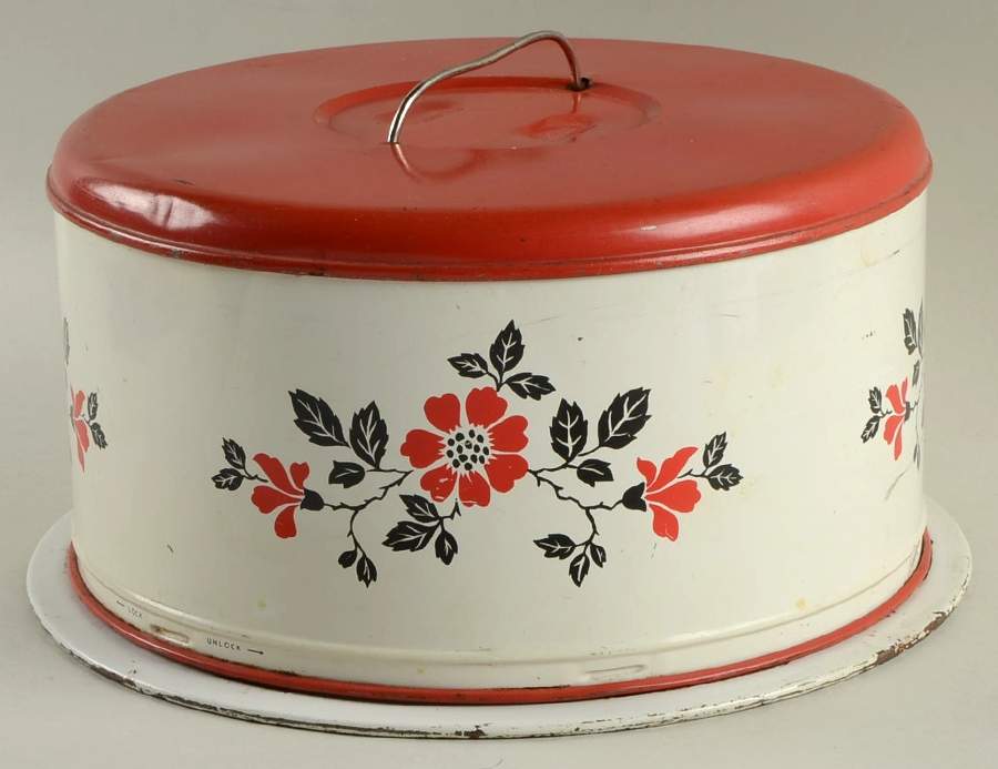 Red Poppy (Platinum Ring) Metal Cake Safe & Lid by Hall-1
