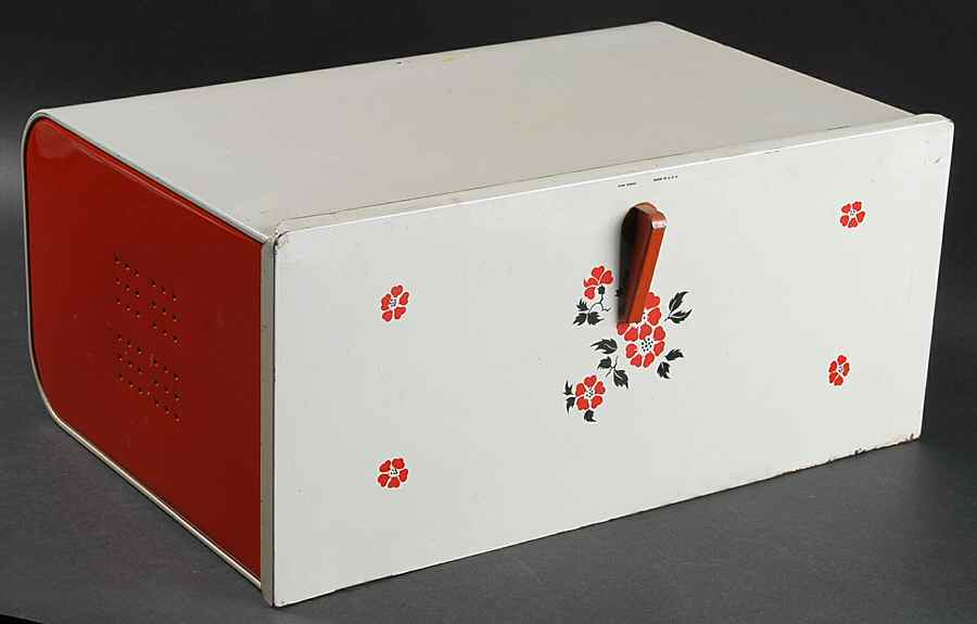 Red Poppy (Platinum Ring) Metal Bread Box by Hall-1