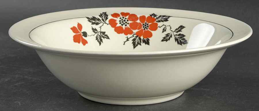 Red Poppy (Platinum Ring) 9" Round Vegetable Bowl by Hall-1