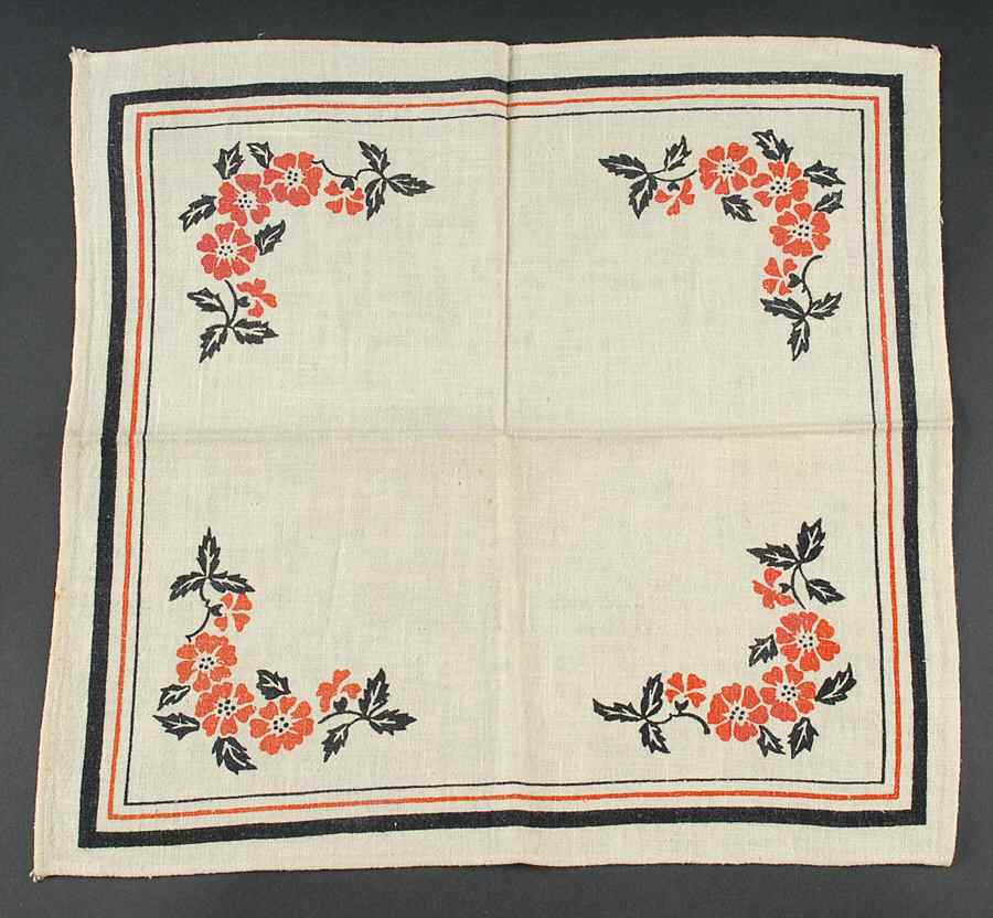 Red Poppy (Platinum Ring) Linen Napkin by Hall-1