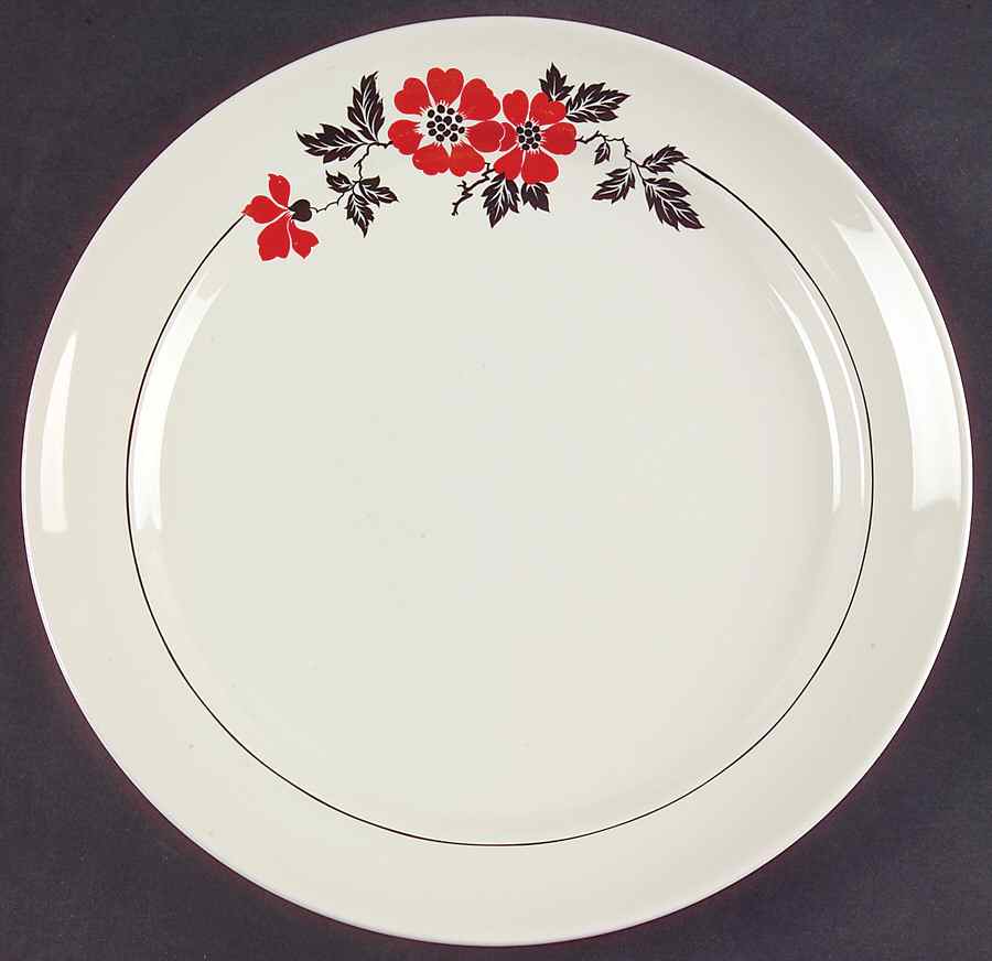 Red Poppy (Platinum Ring) Dinner Plate by Hall-1