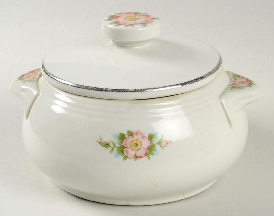 Rose White Tab Handled Drip Jar & Lid by Hall-1