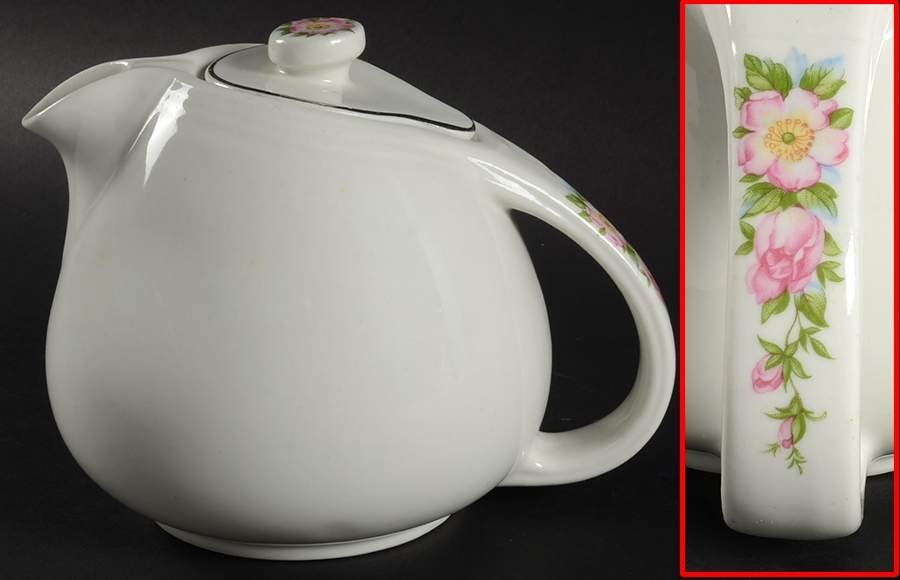 Rose White 5-6 Cup Sani-Grid Teapot & Lid by Hall-1