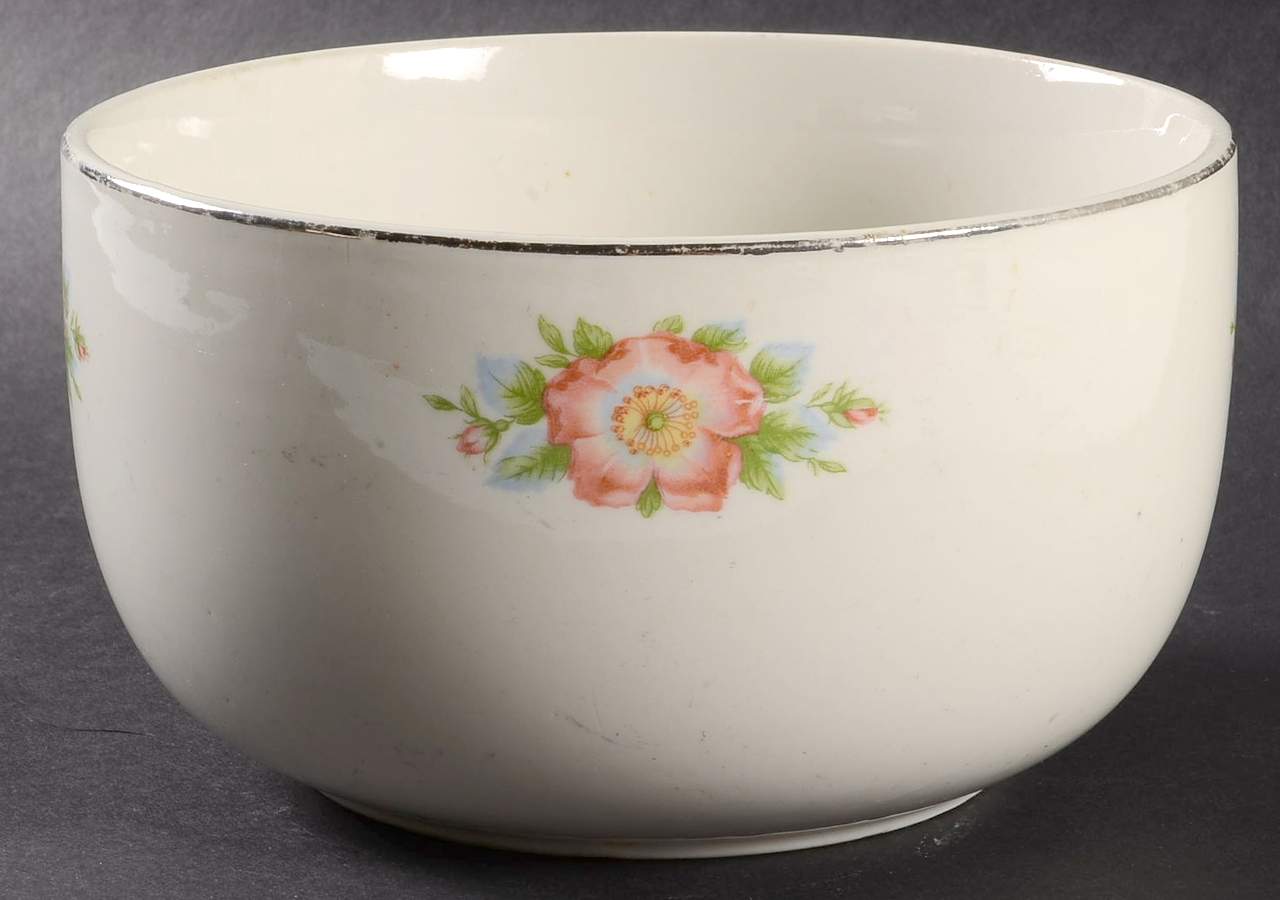Rose White 6" Straight Sided Bowl (No Embossed Rings) by Hall-1