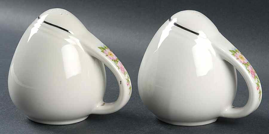Rose White Sani-Grid Salt & Pepper Set by Hall-1