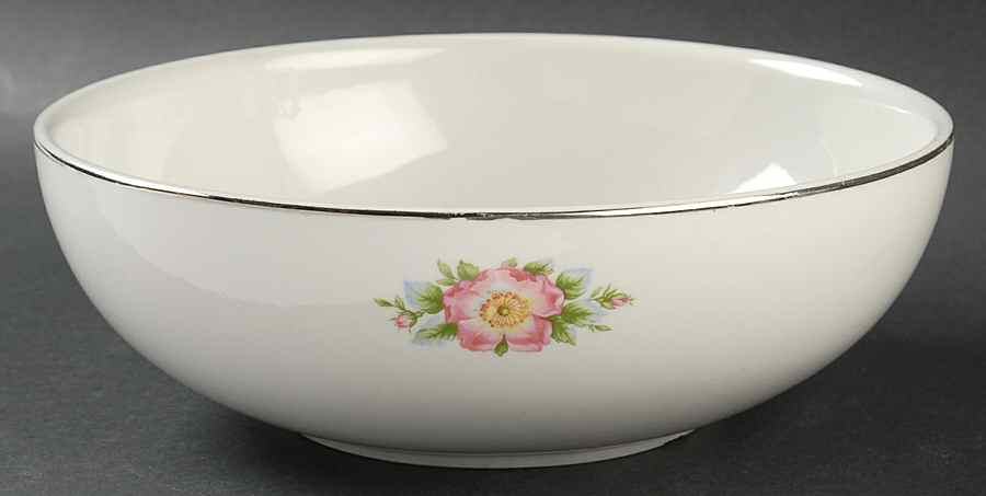 Rose White 9" Salad Serving Bowl by Hall-1