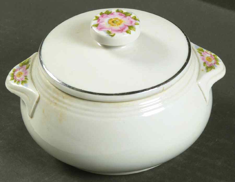 Rose White Tab Handled Drip Jar & Lid by Hall-1