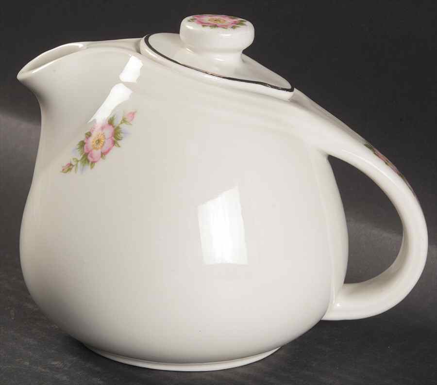 Rose White 3-4 Cup Small Sani-Grid Teapot by Hall-1