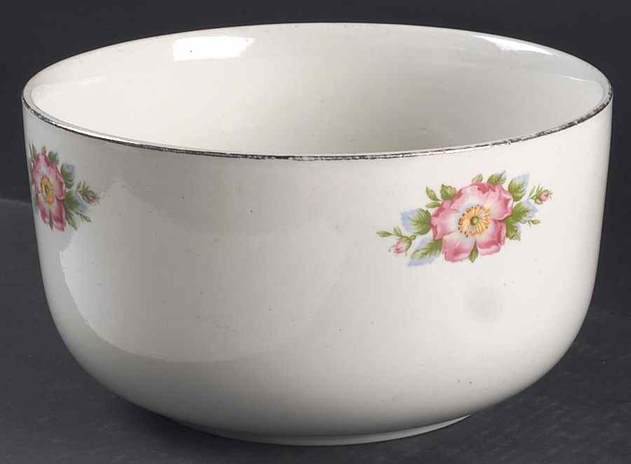 Rose White 9" Straight Sided Bowl (No Embossed Rings) by Hall-1