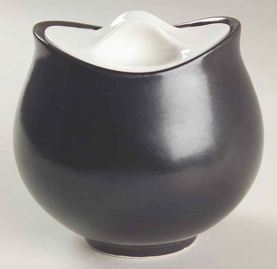 Satin Black Sugar Bowl & Lid by Hall-1
