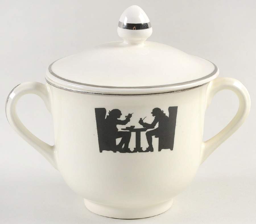 Silhouette Modern Shape Sugar Bowl & Lid by Hall-1