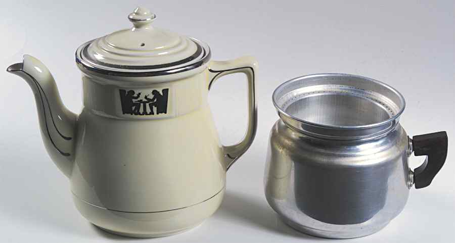 Silhouette 10 Cup Medallion Coffee Pot & Lid with Metal Drip by Hall-1