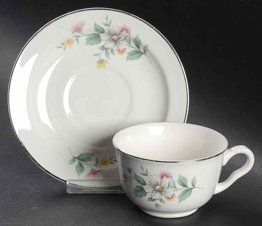 Springtime Footed Cup & Saucer Set by Hall-1