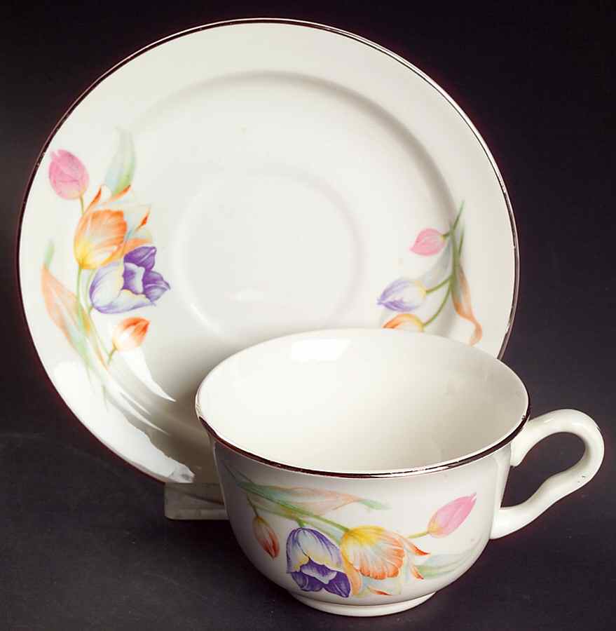 Tulip Flat Cup & Saucer Set by Hall-1
