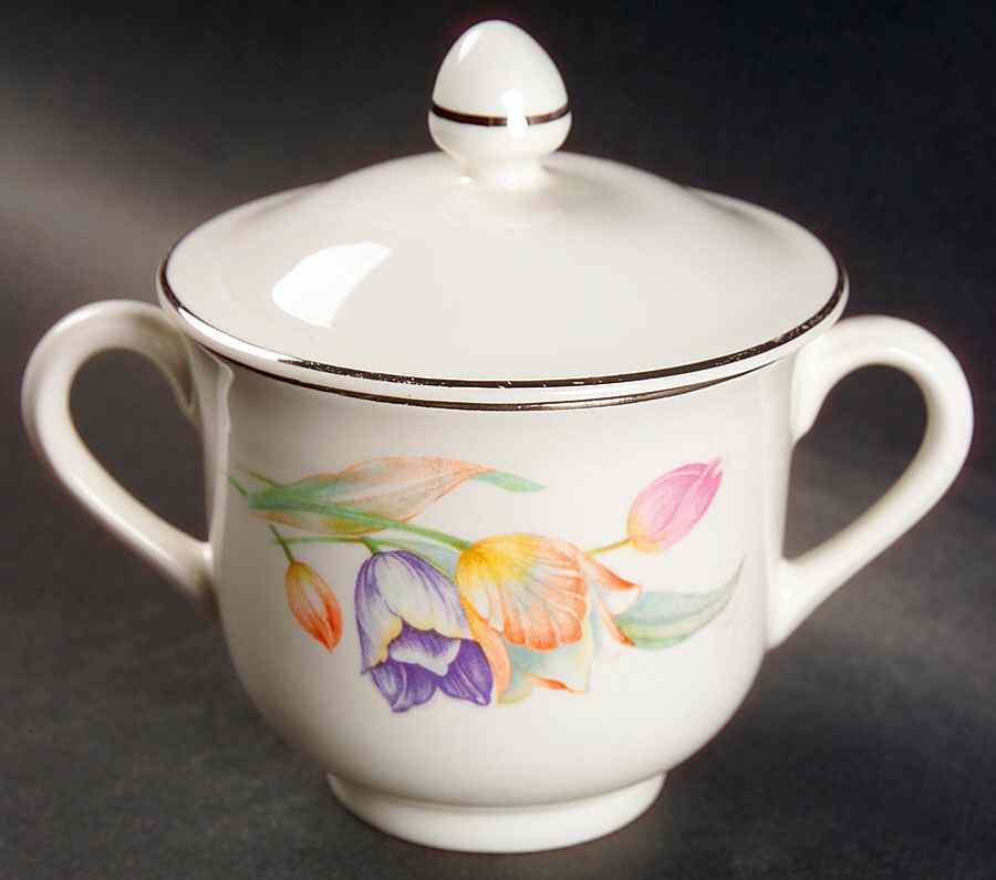 Tulip Modern Shape Sugar Bowl & Lid by Hall-1