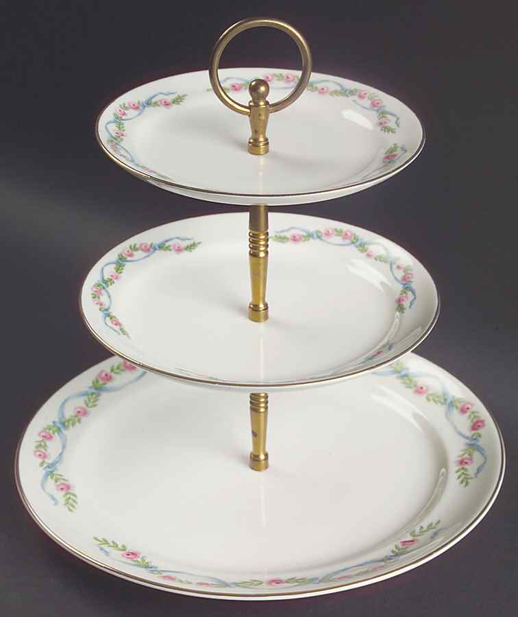 Wildfire (Gold Trim) 3-Tiered Serving Tray (DP, SP, BB) by Hall-1