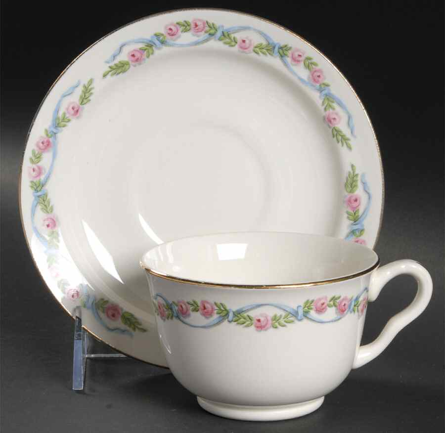 Wildfire (Gold Trim) Footed Cup & Saucer Set by Hall-1