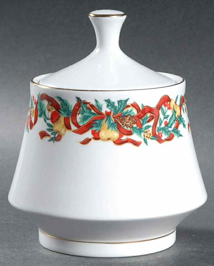 Holiday Ribbon Sugar Bowl & Lid by Home Accents-1