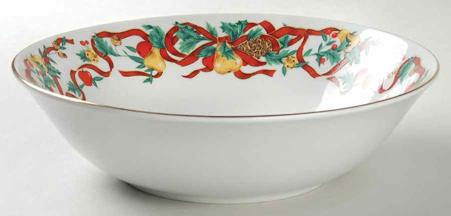 Holiday Ribbon 9" Round Vegetable Bowl by Home Accents-1