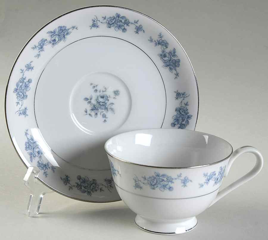 Sheffield Blue Footed Cup & Saucer Set by Hampton (Japan)-1