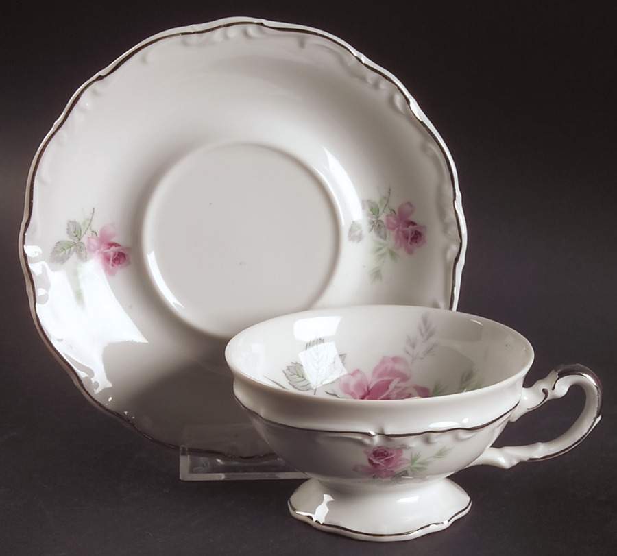 Enchanted Rose Pink Footed Cup & Saucer Set by Home Arts-1