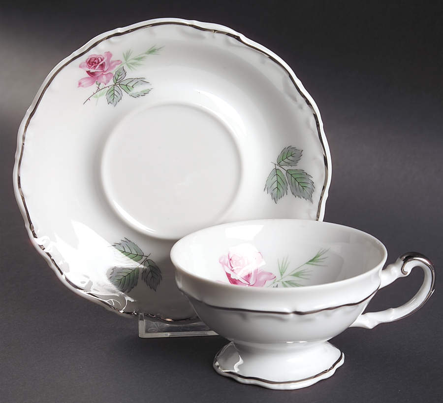 Enchanted Rose Pink Footed Cup & Saucer Set by Home Arts-1