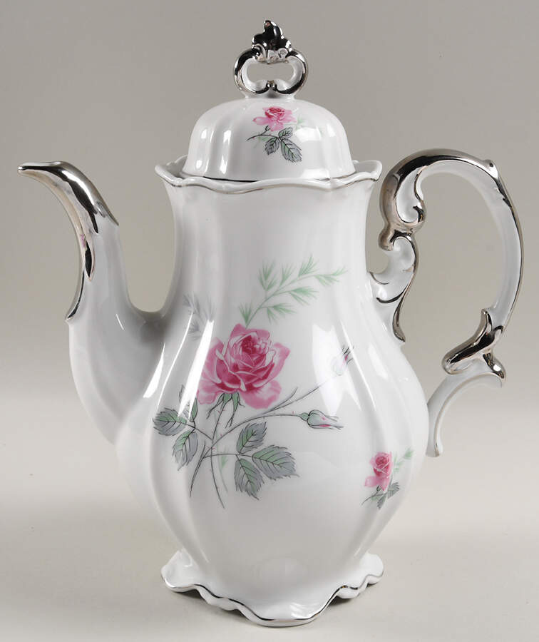 Enchanted Rose Pink Coffee Pot & Lid by Home Arts-1