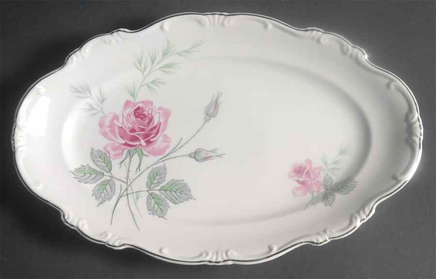 Enchanted Rose Pink 13" Oval Serving Platter by Home Arts-1