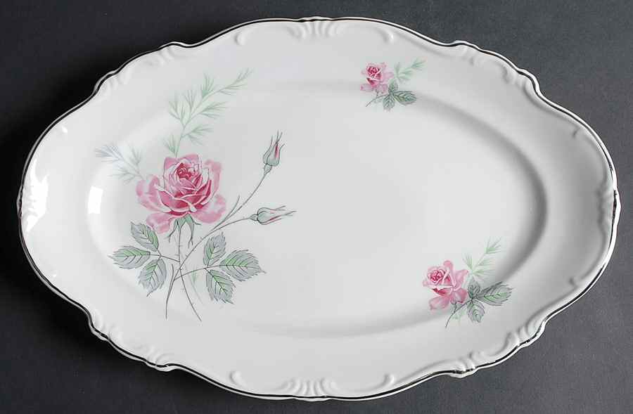 Enchanted Rose Pink 15" Oval Serving Platter by Home Arts-1