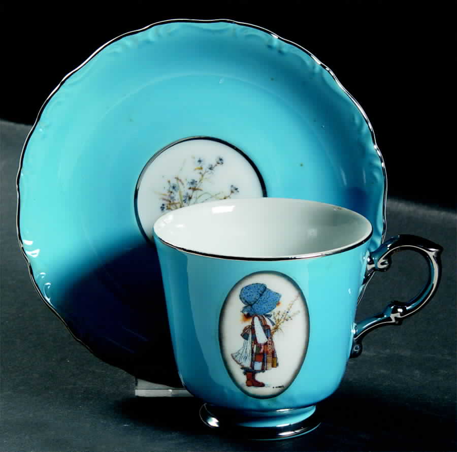 Blue Girl(Platinum) Footed Cup & Saucer Set by Holly Hobbie-1