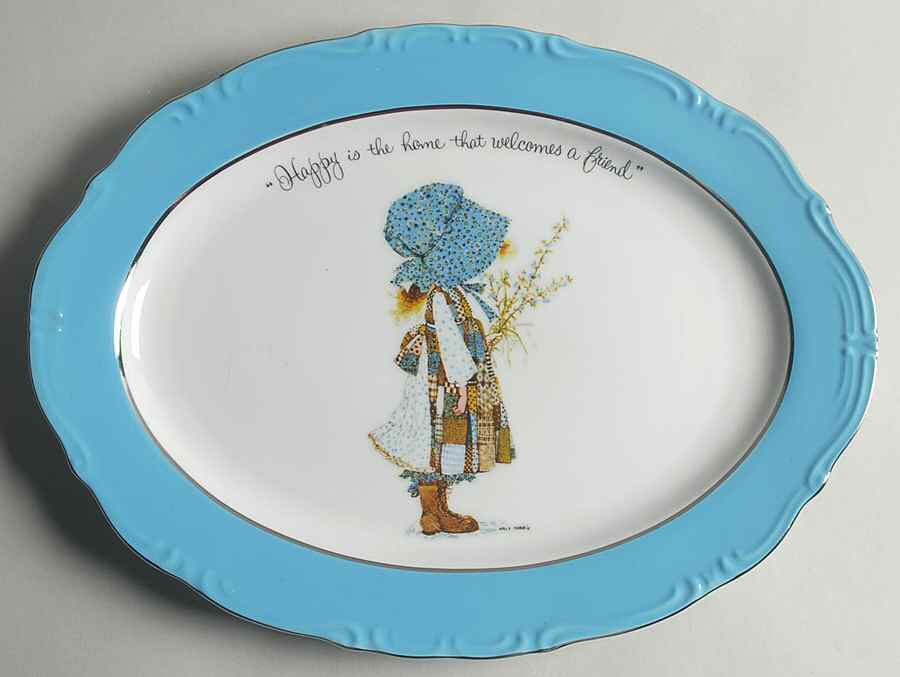 Blue Girl(Platinum) 14" Oval Serving Platter by Holly Hobbie-1