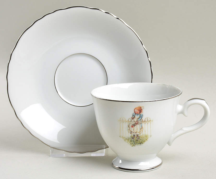 Girl with Rose Footed Cup & Saucer Set by Holly Hobbie-1