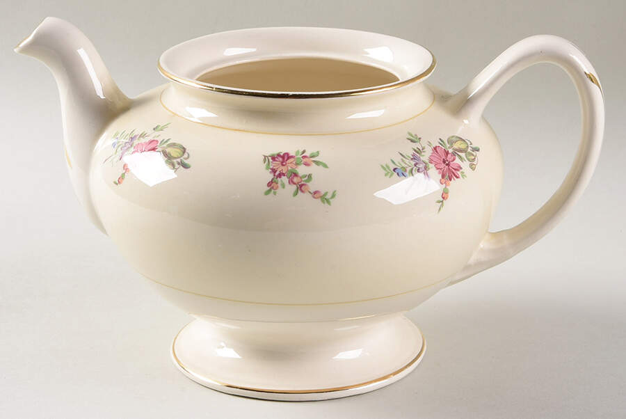Priscilla Cream and White (Smooth) Teapot No Lid by Household Institute-1