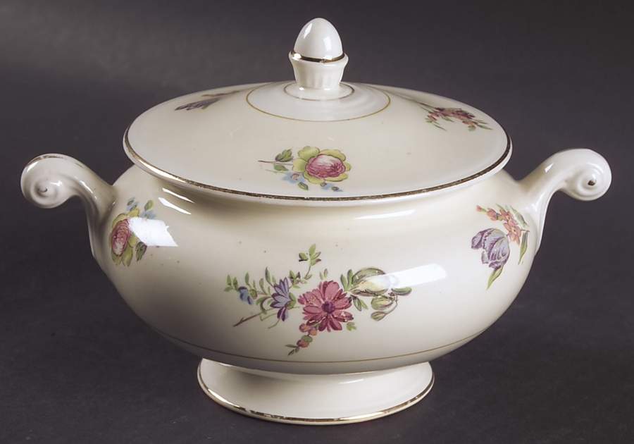 Priscilla Cream and White (Smooth) Sugar Bowl & Lid by Household Institute-1