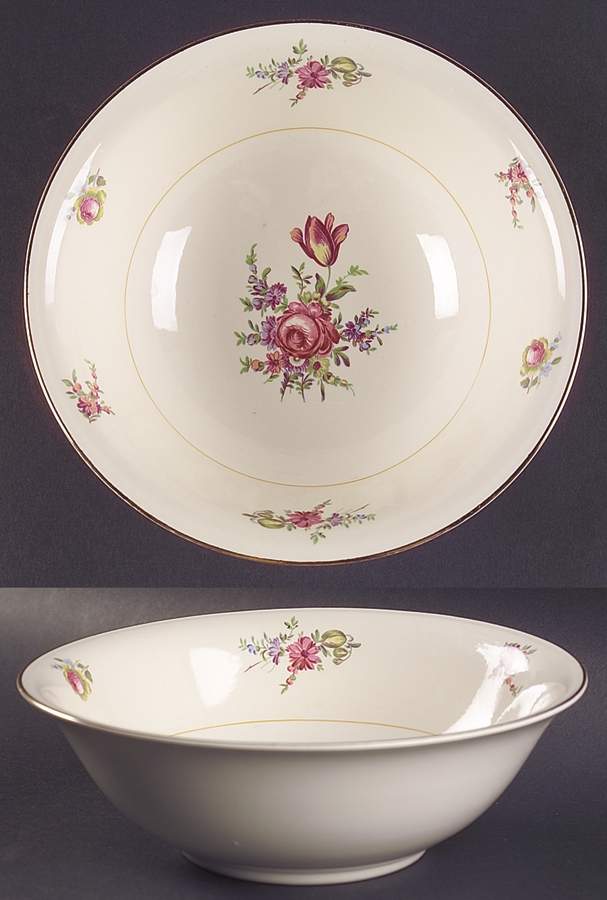 Priscilla Cream and White (Smooth) 8" Round Vegetable Bowl by Household Institute-1