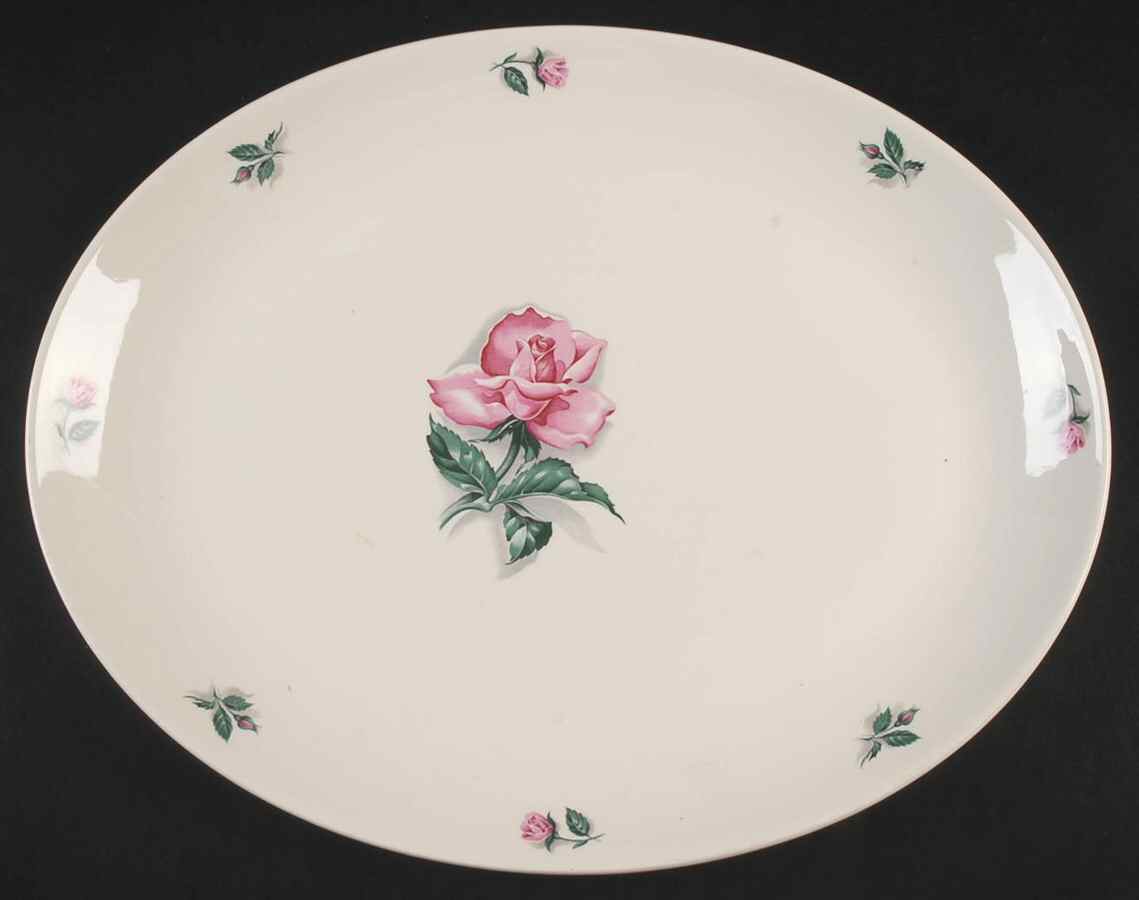 Rhythm Rose 13" Oval Serving Platter by Household Institute-1