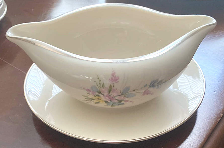 Bouquet Gravy Boat with Attached Underplate by Hom Ec China-1
