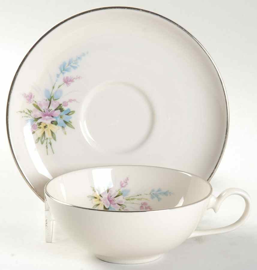 Bouquet Flat Cup & Saucer Set by Hom Ec China-1