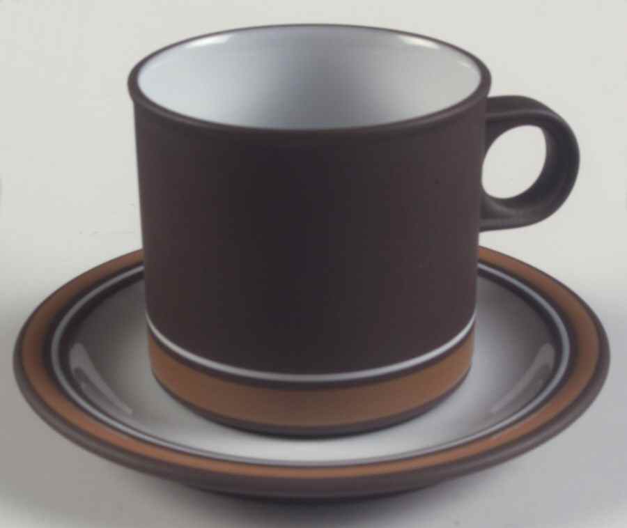 Contour Brown Flat Cup & Saucer Set by Hornsea-1