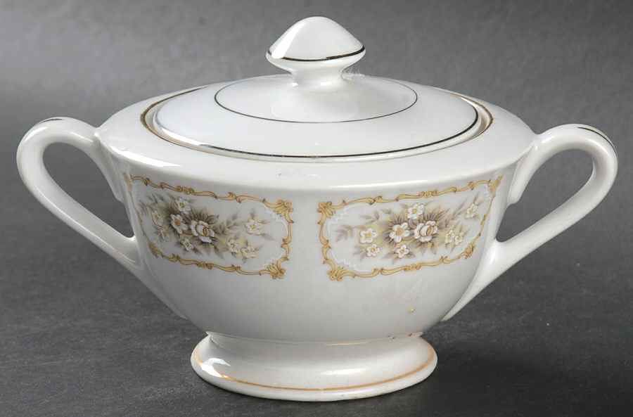 Elegance (Gold Trim) Sugar Bowl & Lid by Happy Home-1