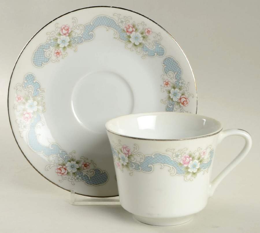 Rose Bud Flat Cup & Saucer Set by Happy Home-1
