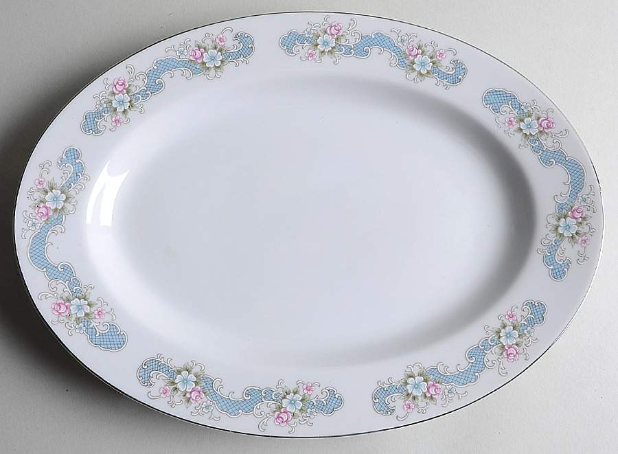 Rose Bud 12" Oval Serving Platter by Happy Home-1