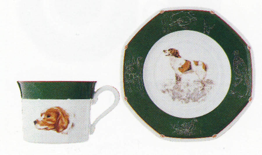 Chasse Hunter Green Breakfast Cup & Saucer Set by Hermes-1