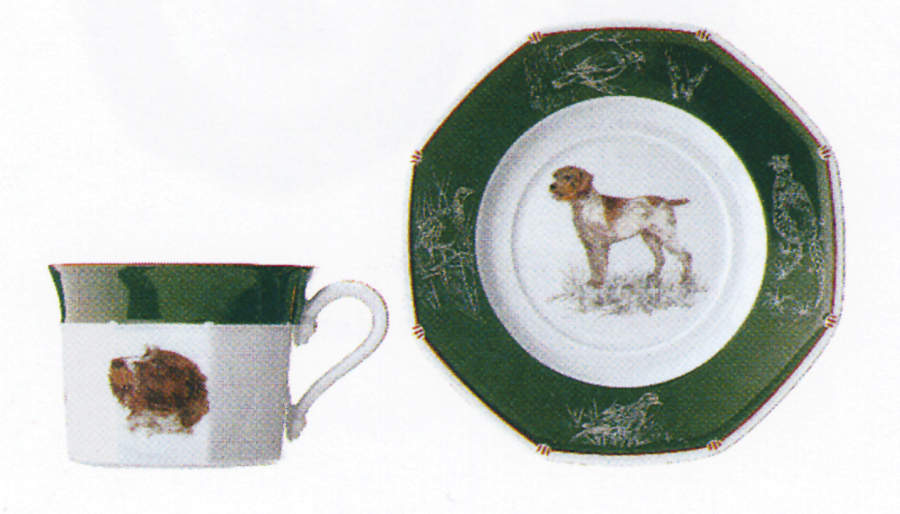 Chasse Hunter Green Breakfast Cup & Saucer Set by Hermes-1