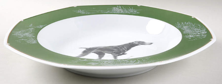 Chasse Hunter Green 12" Octagonal Vegetable Bowl by Hermes-1