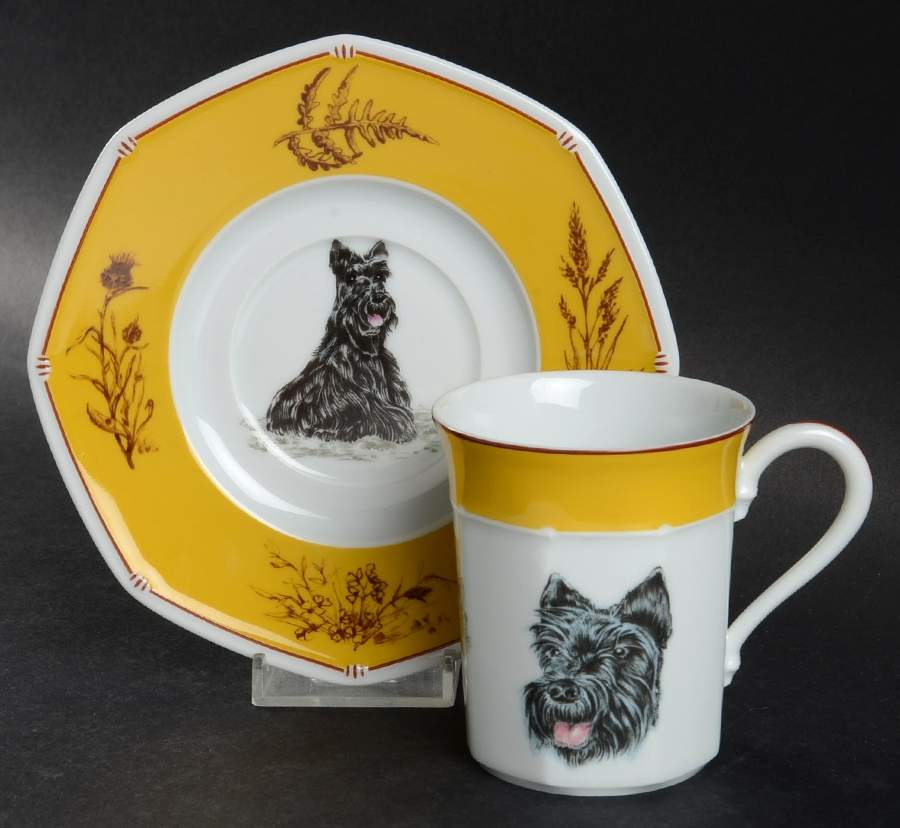 Chasse Yellow Flat Cup & Saucer Set by Hermes-1
